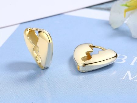 18K Gold-Plated Gear Heart Huggie Earrings Hot on Sale