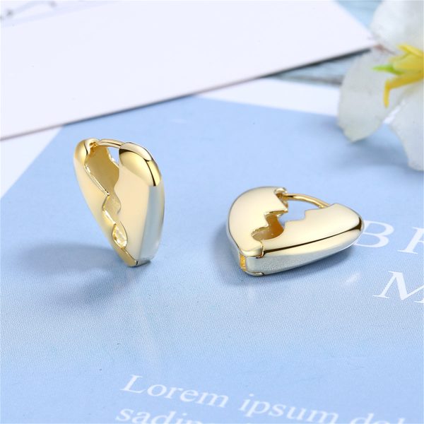 18K Gold-Plated Gear Heart Huggie Earrings Hot on Sale