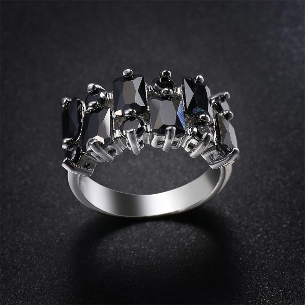 Black Crystal & Black Cubic Zirconia Radiant-Cut Cluster Pavé Ring Discount