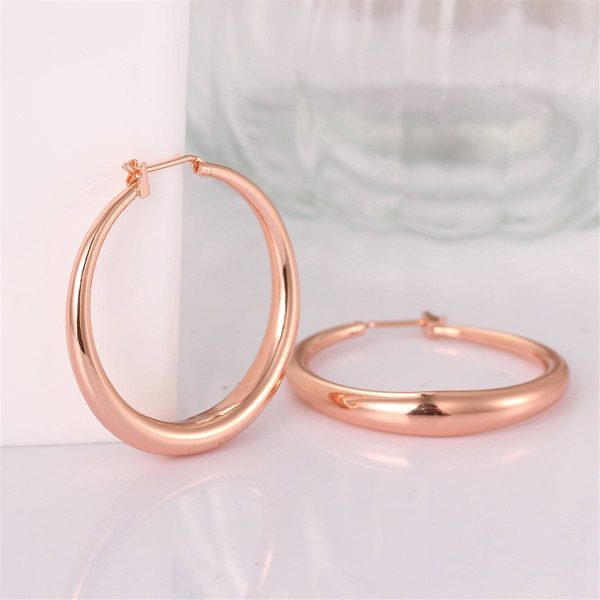 18K Rose Gold-Plated Polished Barrel Hoop Earrings Online