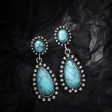 Turquoise & Silver-Plated Drop Earrings Cheap