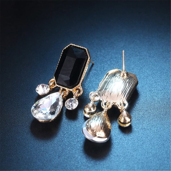 Black Crystal & Cubic Zirconia 18K Gold-Plated Teardrop Earrings Cheap