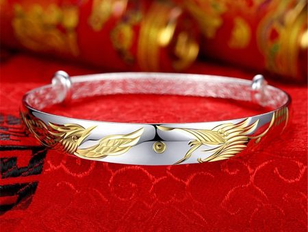 Two-Tone Phoenix Adjustable Bangle For Discount