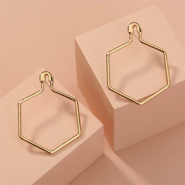 18K Gold-Plated Open Hexagon Drop Earrings Supply