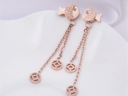 18K Rose Gold-Plated Fish Drop Earring Sale