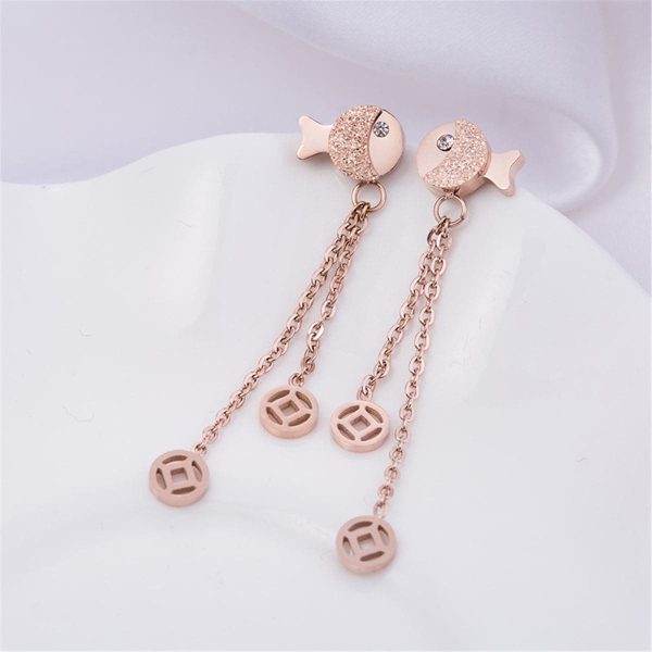 18K Rose Gold-Plated Fish Drop Earring Sale