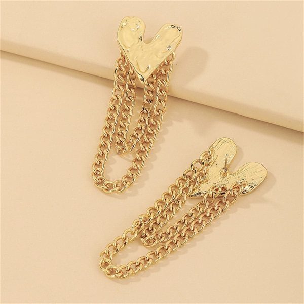 18K Gold-Plated Heart Chain Drop Earrings For Discount