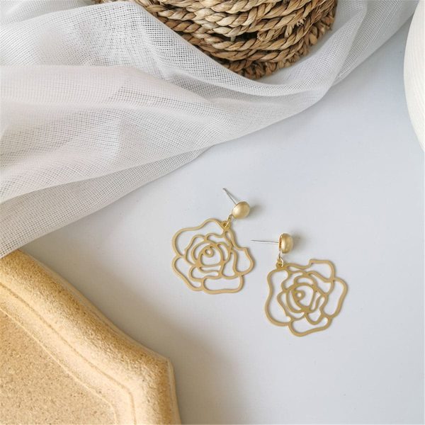 18K Gold-Plated Floral Openwork Drop Earrings Online Hot Sale