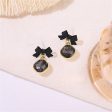 Black Crystal & 18K Gold-Plated Bow Diamond Drop Earrings Supply