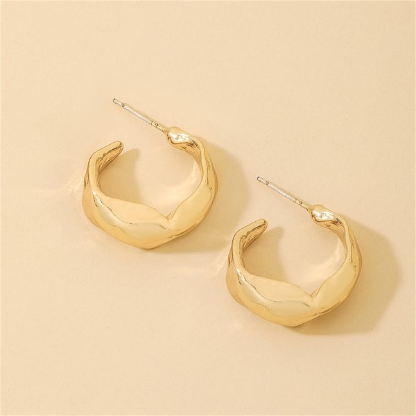 18K Gold-Plated Irregular Half-Hoop Huggie Earrings For Discount