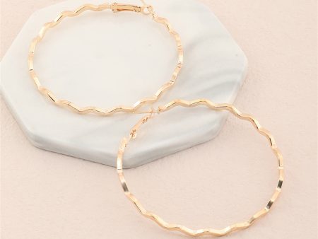 18K Gold-Plated Wavy Hoop Earrings Cheap