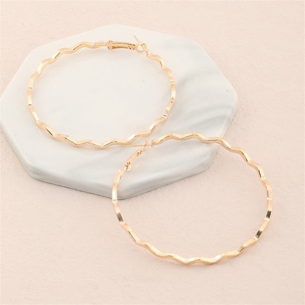 18K Gold-Plated Wavy Hoop Earrings Cheap