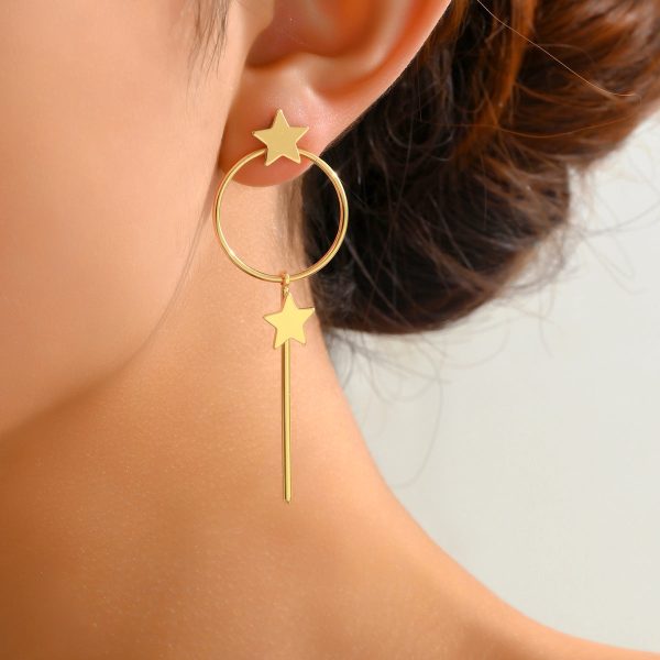 18K Gold-Plated Star Magic Wand Drop Earrings Discount