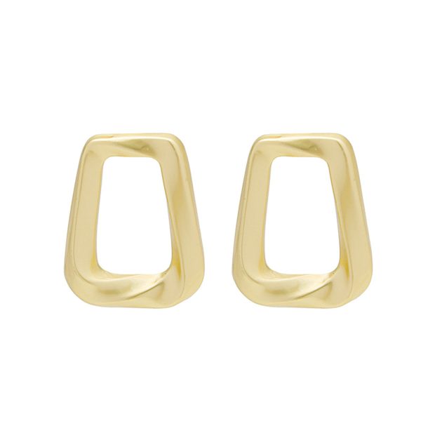 18K Gold-Plated Open Ladder Stud Earrings For Sale