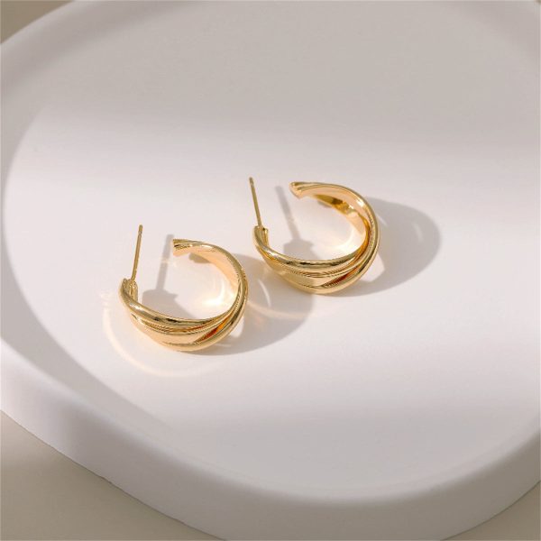 18K Gold-Plated Twisted Layered Huggie Earrings on Sale