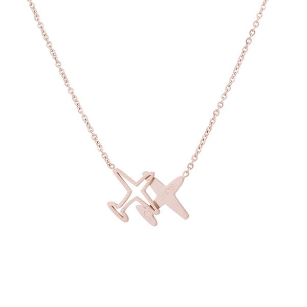 18K Rose Gold-Plated Airplane Pendant Necklace Cheap