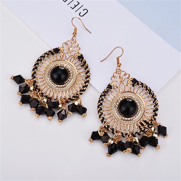 Black Acrylic & Enamel 18K Gold-Plated Openwork Round Drop Earrings Online now