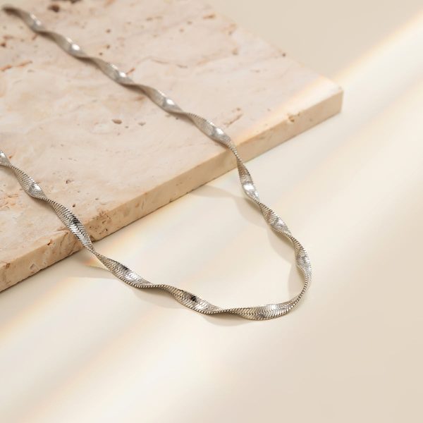 Silver-Plated Twisted Snake Chain Necklace Sale