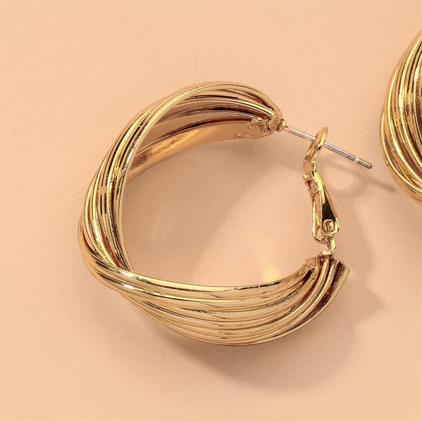 18K Gold-Plated Twisted Circle Hoop Earrings Fashion