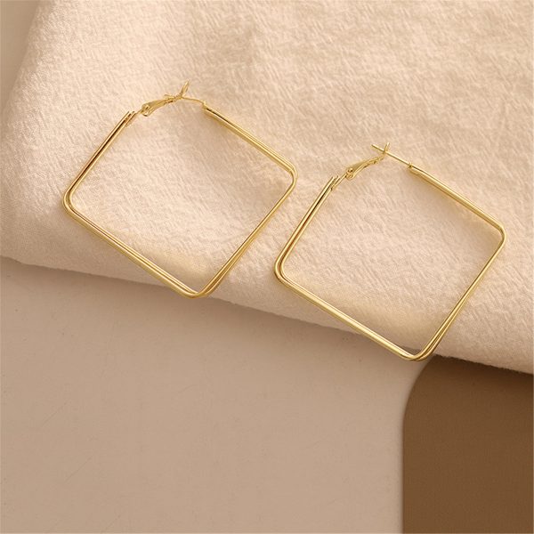 18K Gold-Plated Layered Rhombus Hoop Earrings Online Hot Sale