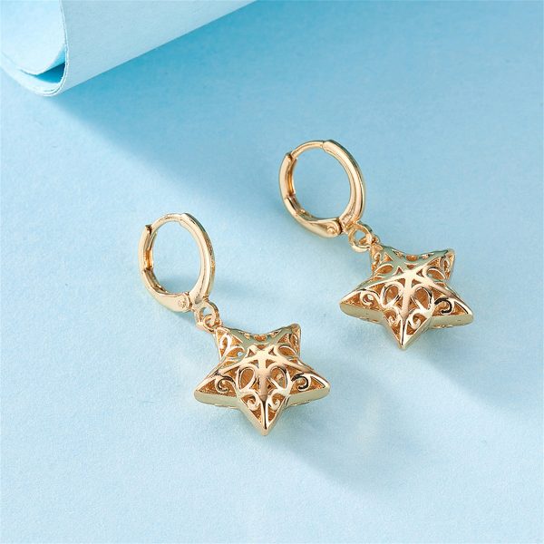 18K Gold-Plated Filigree Star Huggie Earrings Supply