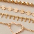 18K Gold-Plated Open Heart & Beaded Anklet Set Online Sale