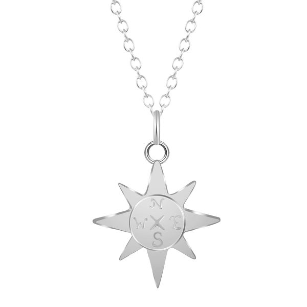 Silver-Plated Compass Pendant Necklace Online Hot Sale