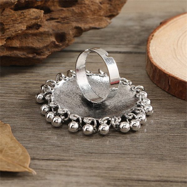 Silver-Plated Bead Tassel Adjustable Ring Online Sale