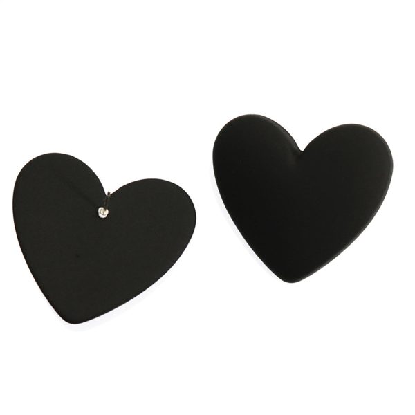 Black Acrylic & Silver-Plated Heart Stud Earrings For Discount