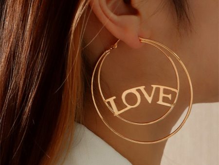 18K Gold-Plated  Love  Openwork Layered Circle Hoop Earrings Online