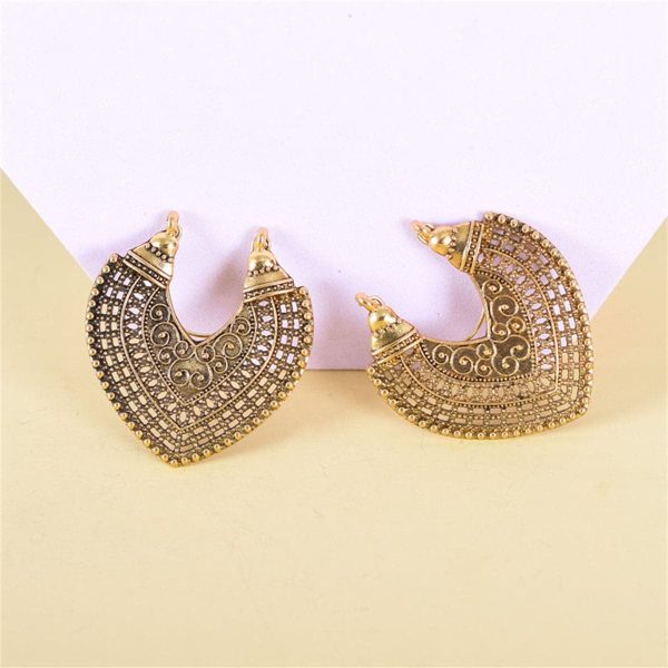 18K Gold-Plated Openwork Heart Huggie Earrings Sale