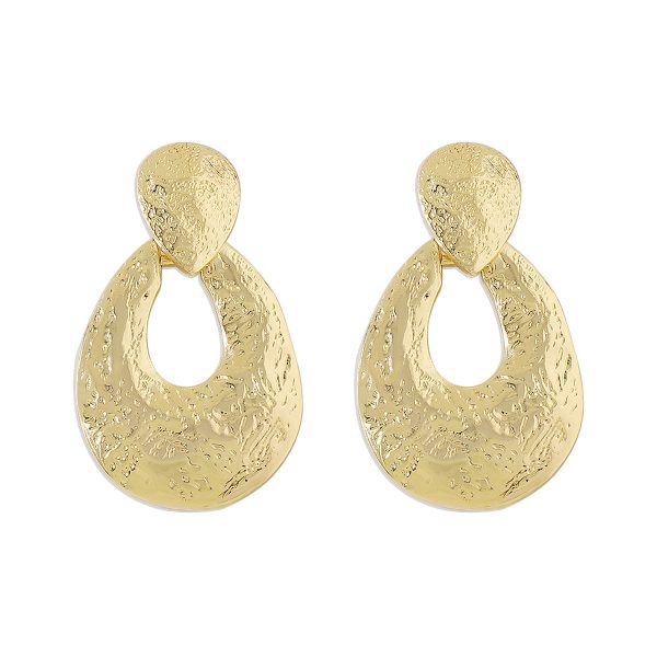 18K Gold-Plated Textured Open Drop Earrings For Cheap