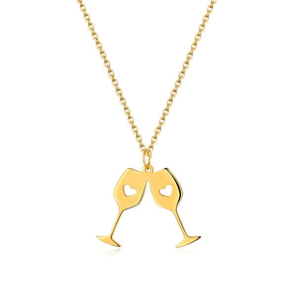 18K Gold-Plated Double Wine Cup Pendant Necklace Online Sale