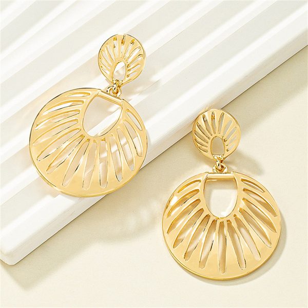 18K Gold-Plated Openwork Fan Drop Earrings Sale