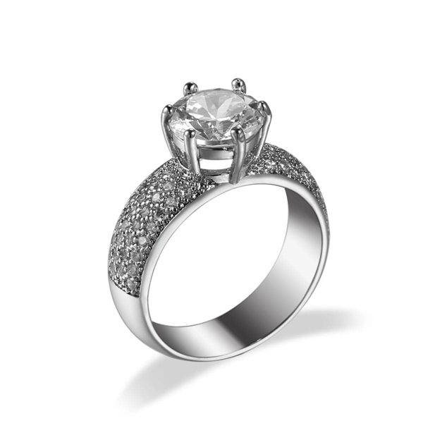 White Crystal & Cubic Zirconia Cocktail Ring on Sale