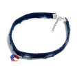 Blue & Silver-Plated American Flag Heart Choker Necklace Fashion