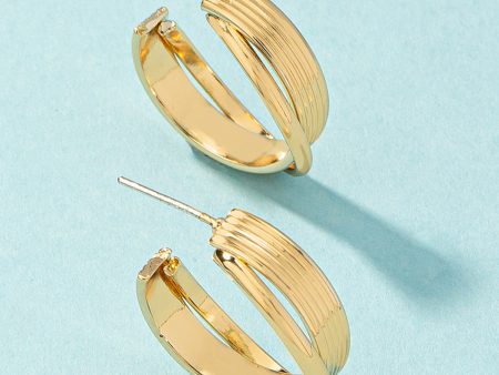 18K Gold-Plated Stripe Huggie Earrings Online now