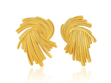 18K Gold-Plated Abstract Spiral Milgrain Stud Earrings Hot on Sale