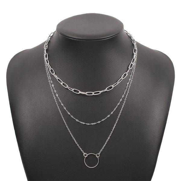 Silver-Plated Hoop Pendant Layered Necklace Online Sale