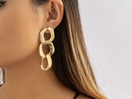 18K Gold-Plated Curb-Chain Drop Earrings For Sale