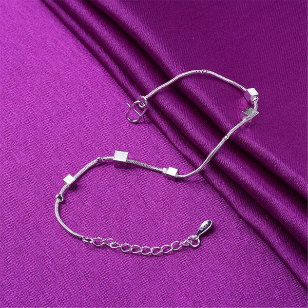 Silver-Plated Cube Anklet For Cheap