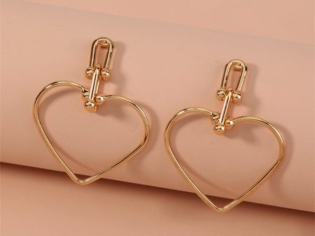 18K Gold-Plated Open Heart Drop Earrings Cheap