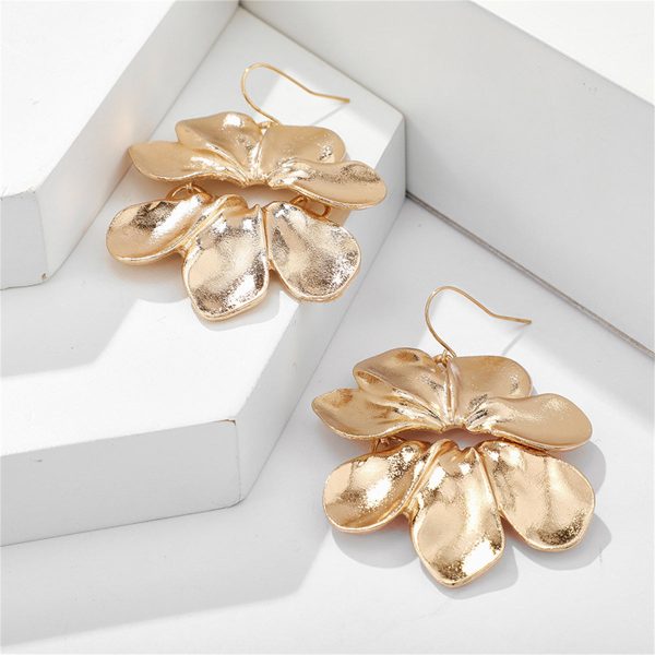 18K Gold-Plated Flower Drop Earrings For Cheap