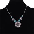 Turquoise & Silver-Plated Sunflower Pendant Necklace For Discount