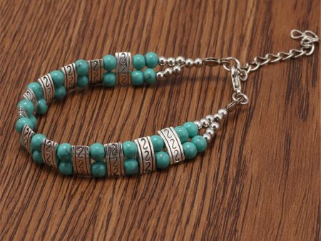 Turquoise & Silver-Plated Beaded Bracelet Hot on Sale