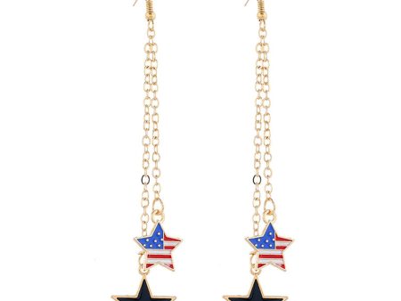 18K Gold-Plated American Flag Two-Star Drop Earrings Online Sale