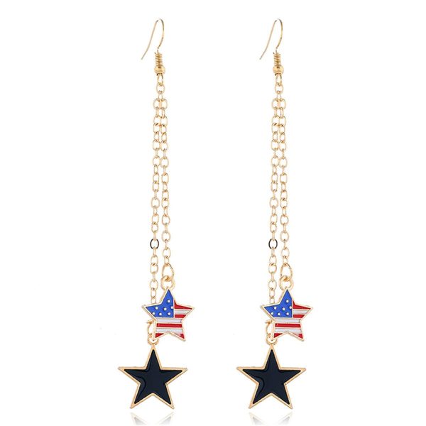 18K Gold-Plated American Flag Two-Star Drop Earrings Online Sale