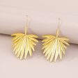 18K Gold-Plated Palm Leaf Drop Earrings For Discount