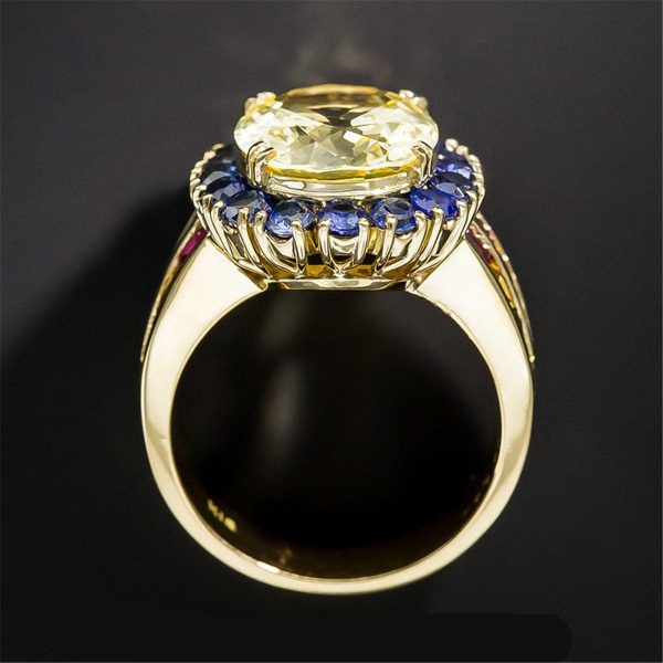 Yellow Cubic Zirconia & 18K Gold-Plated Vintage-Inspired Ring Sale