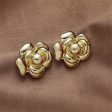 18K Gold-Plated Flower Stud Earrings For Discount